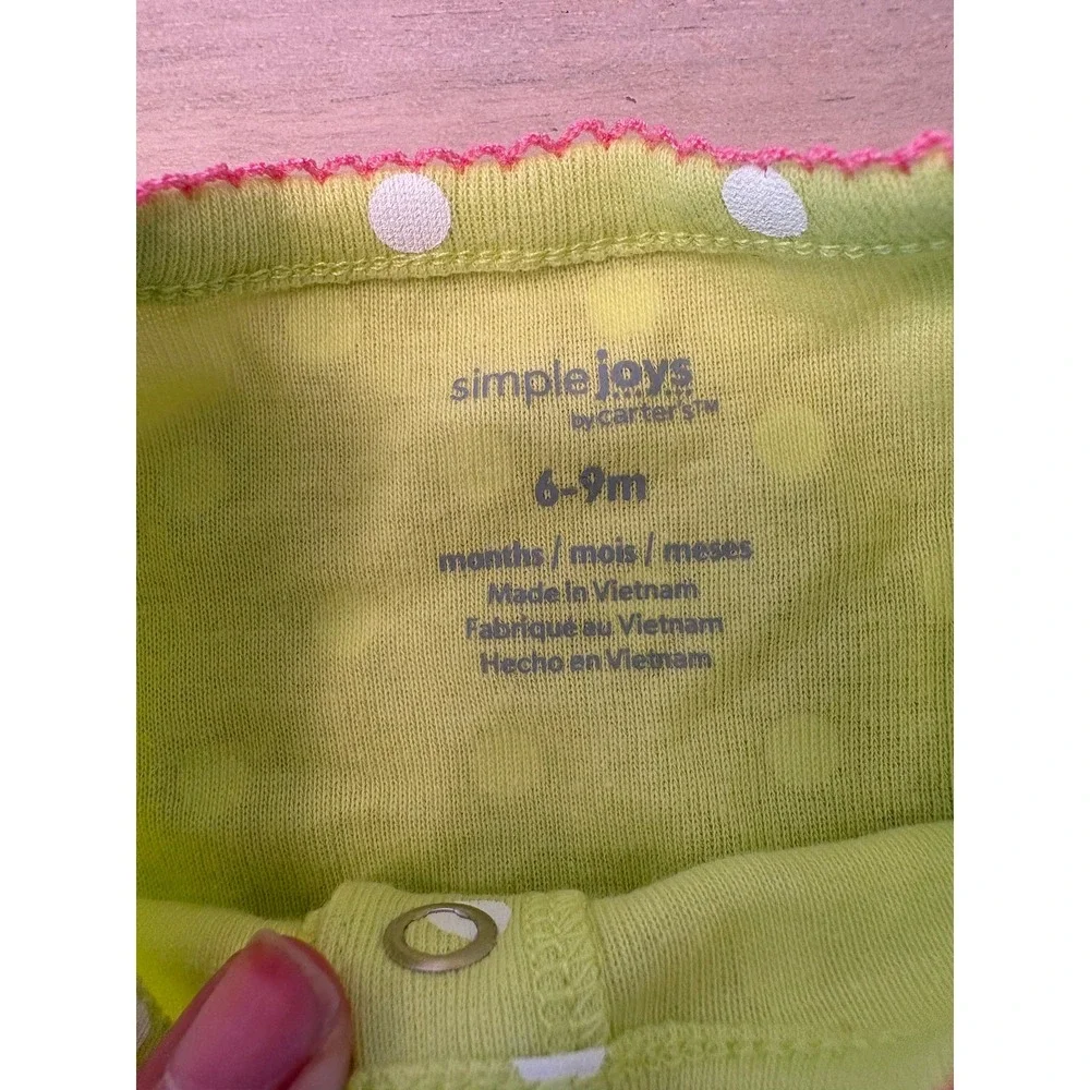 Simple Joys by Carter's Baby Girl Green Polka Dot Ladybug Romper Sunsuit 6-9M